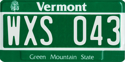 VT license plate WXS043