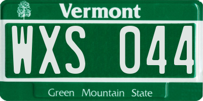 VT license plate WXS044