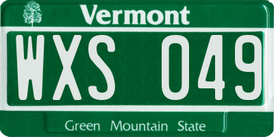 VT license plate WXS049