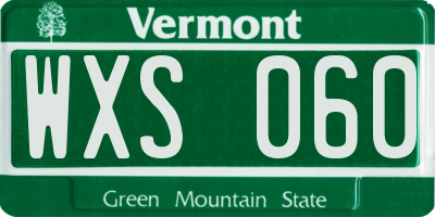 VT license plate WXS060