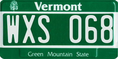 VT license plate WXS068