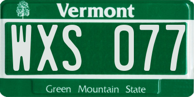 VT license plate WXS077
