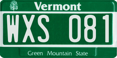 VT license plate WXS081