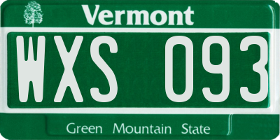 VT license plate WXS093