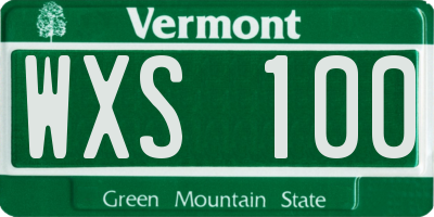 VT license plate WXS100