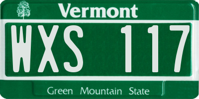 VT license plate WXS117