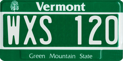 VT license plate WXS120
