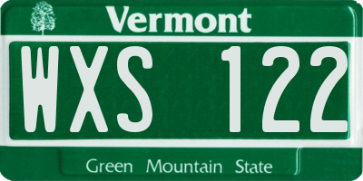 VT license plate WXS122