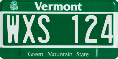 VT license plate WXS124