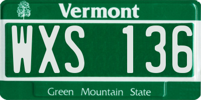 VT license plate WXS136