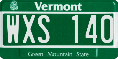VT license plate WXS140
