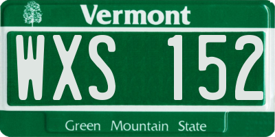 VT license plate WXS152