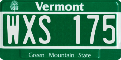 VT license plate WXS175