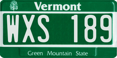 VT license plate WXS189