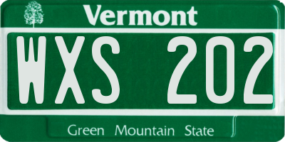 VT license plate WXS202