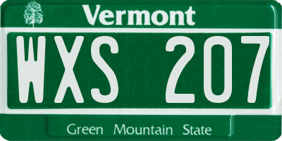 VT license plate WXS207