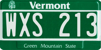 VT license plate WXS213