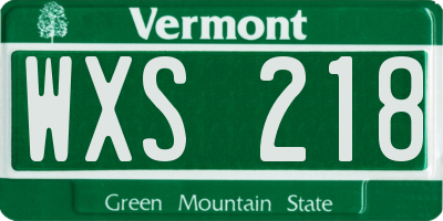 VT license plate WXS218