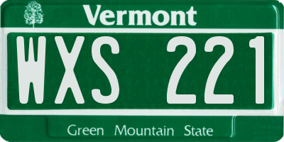 VT license plate WXS221