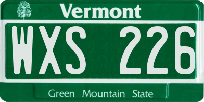 VT license plate WXS226