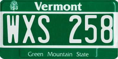 VT license plate WXS258