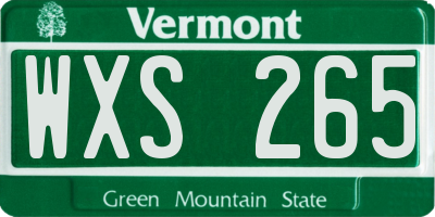 VT license plate WXS265