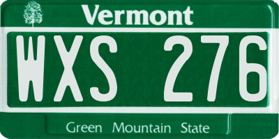 VT license plate WXS276