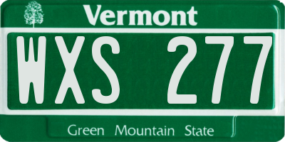 VT license plate WXS277