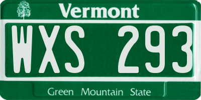 VT license plate WXS293