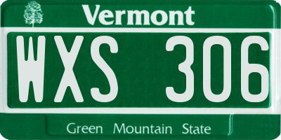 VT license plate WXS306