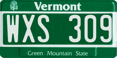 VT license plate WXS309