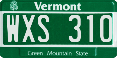VT license plate WXS310