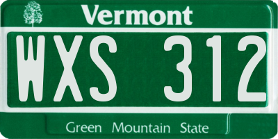 VT license plate WXS312