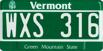 VT license plate WXS316