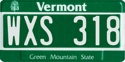 VT license plate WXS318