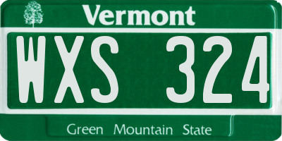 VT license plate WXS324