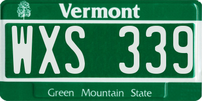 VT license plate WXS339