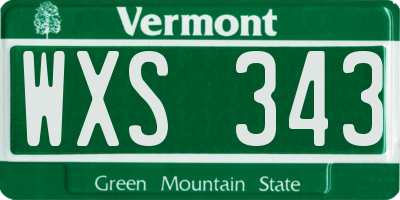 VT license plate WXS343