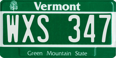 VT license plate WXS347