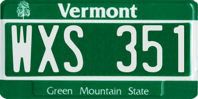 VT license plate WXS351