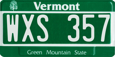 VT license plate WXS357