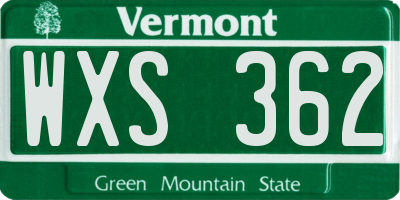 VT license plate WXS362