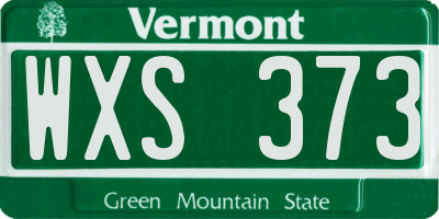 VT license plate WXS373