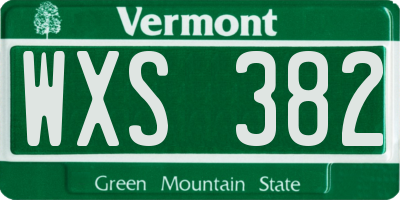 VT license plate WXS382