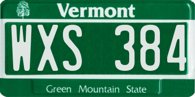 VT license plate WXS384