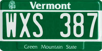 VT license plate WXS387