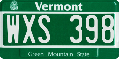 VT license plate WXS398
