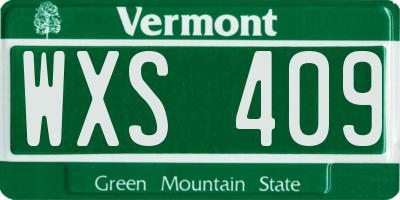 VT license plate WXS409
