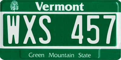 VT license plate WXS457