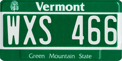 VT license plate WXS466